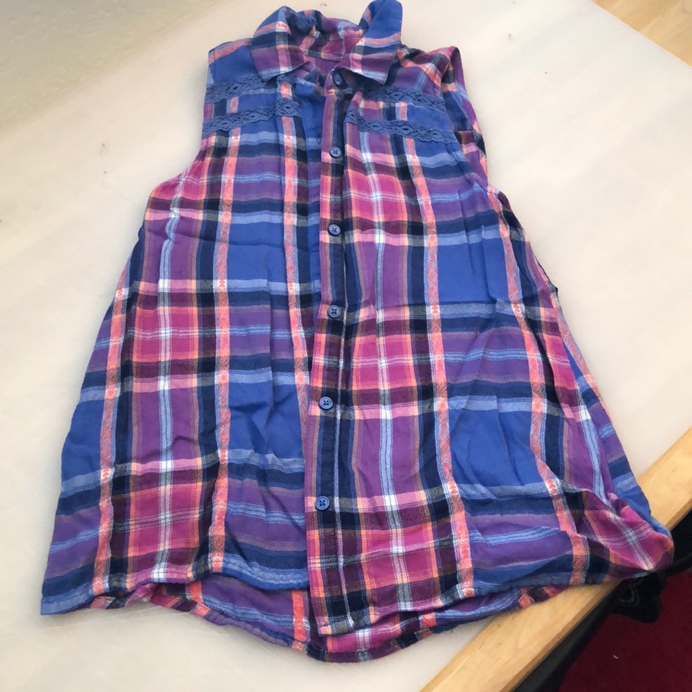 Blue and pink blouse